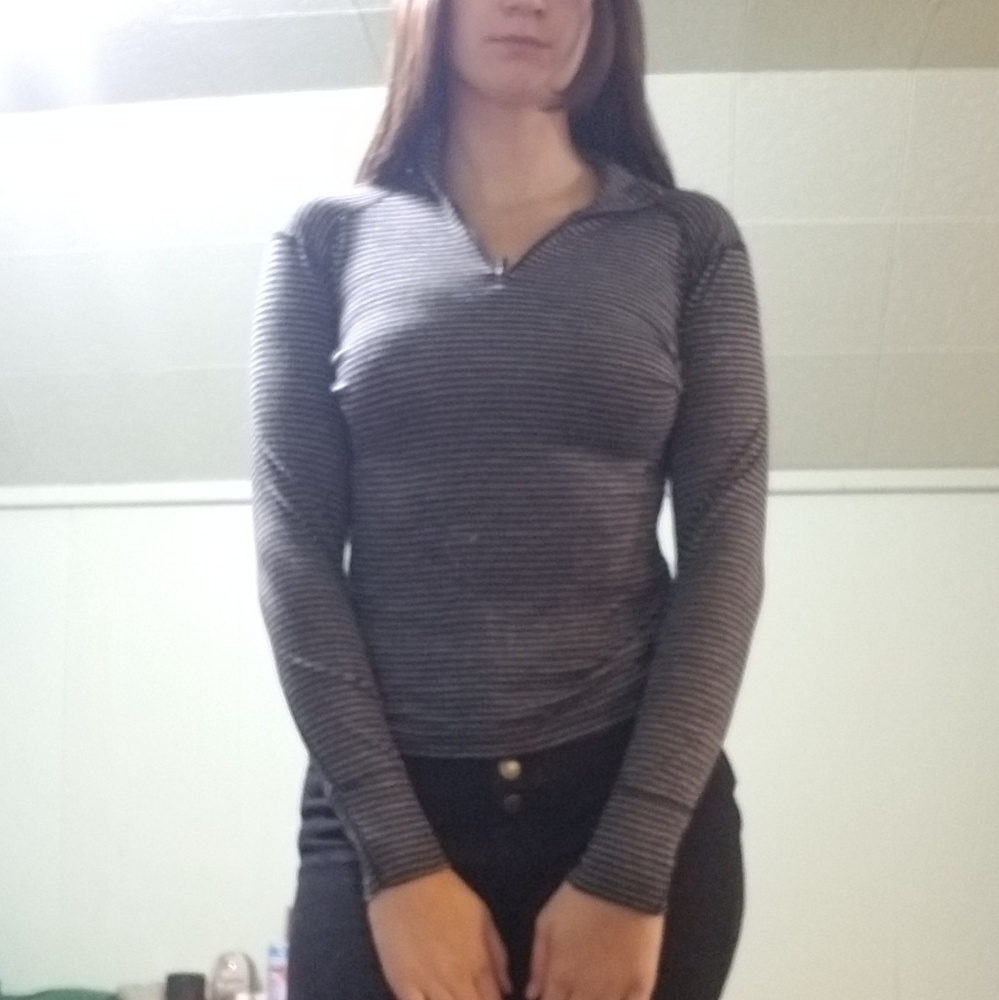 Ibex long sleeve half zipping sleeve grey strip